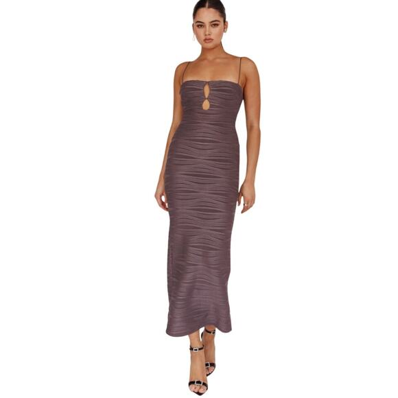 Saints & Secrets Ruched Pleated Maxi Column Dress – Size XS - Sexy Bodycon - Picture 1 of 12